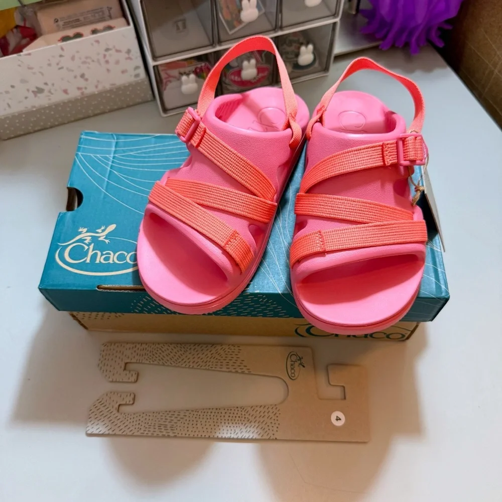 Chaco | Chillos Sport Sandal EVA Kids Girls Rose Pink Coal New 4 Spring Summer - Picture 4 of 15